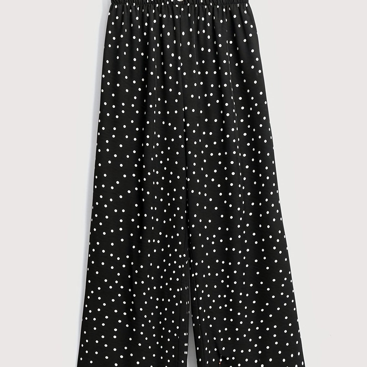  Dot Print Button Wide Leg Pants