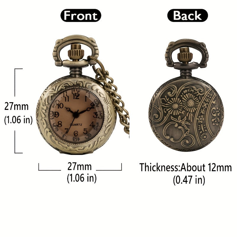 Vintage Pocket Watch With Brown Cover & Thin Chain