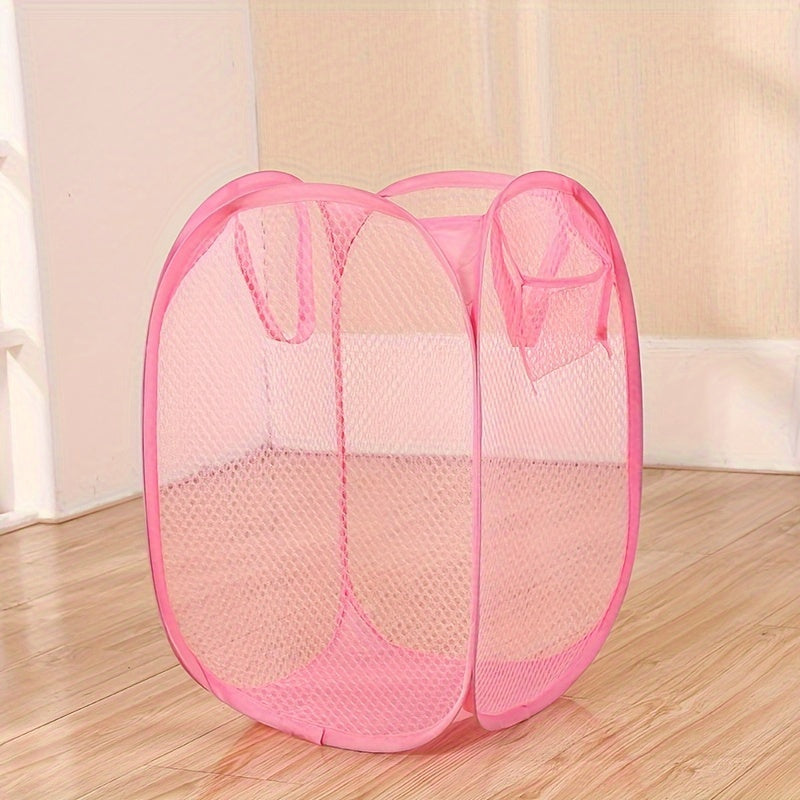 Portable Pop Up Mesh Laundry Hamper - Collapsible Basket for Dirty Clothes