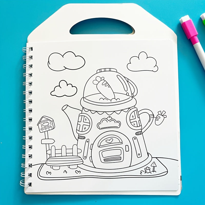 Reusable Magic Water Coloring Book & 6 Pens Set