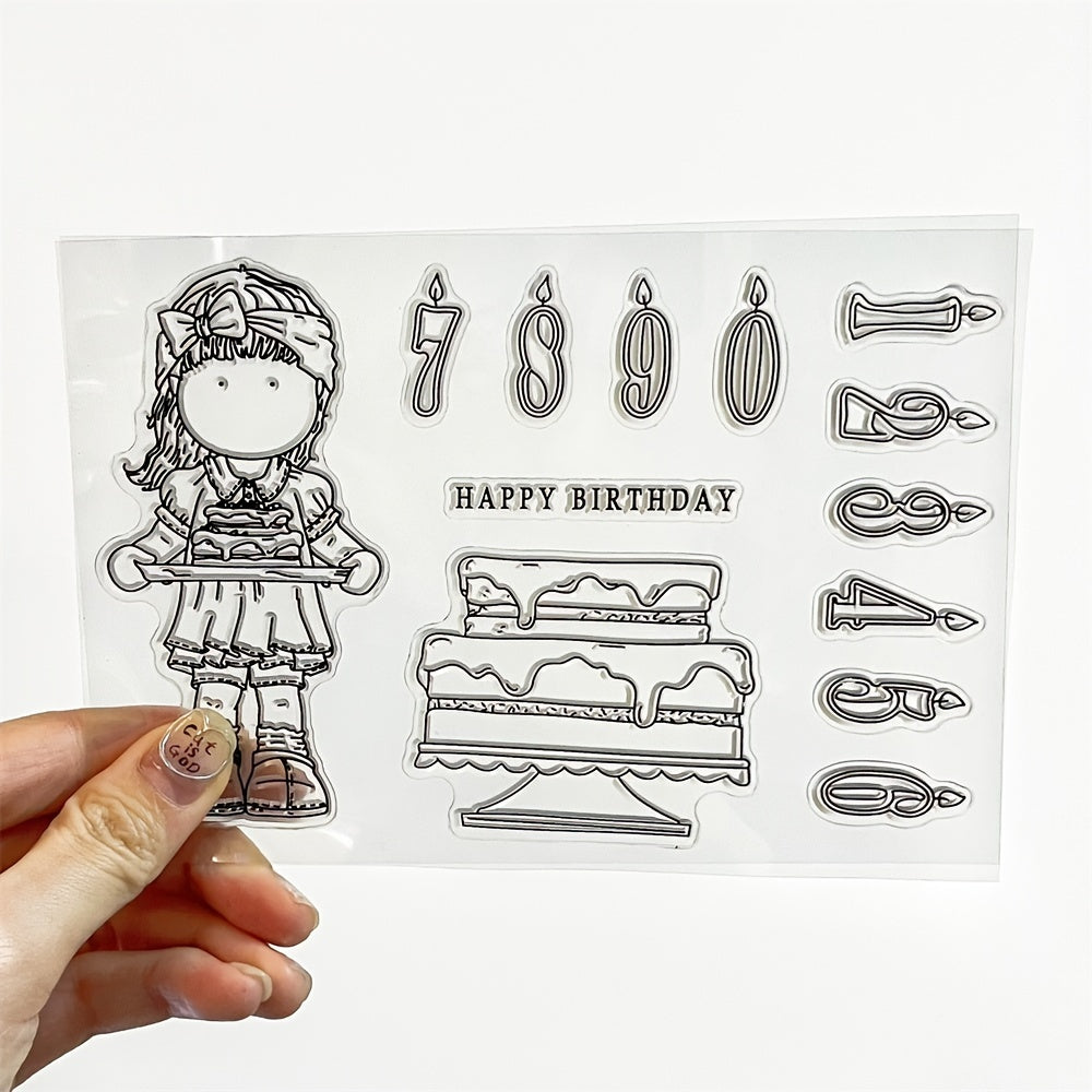 Transparent Silicone Stamp Set Girl Pattern for Birthday Decoration
