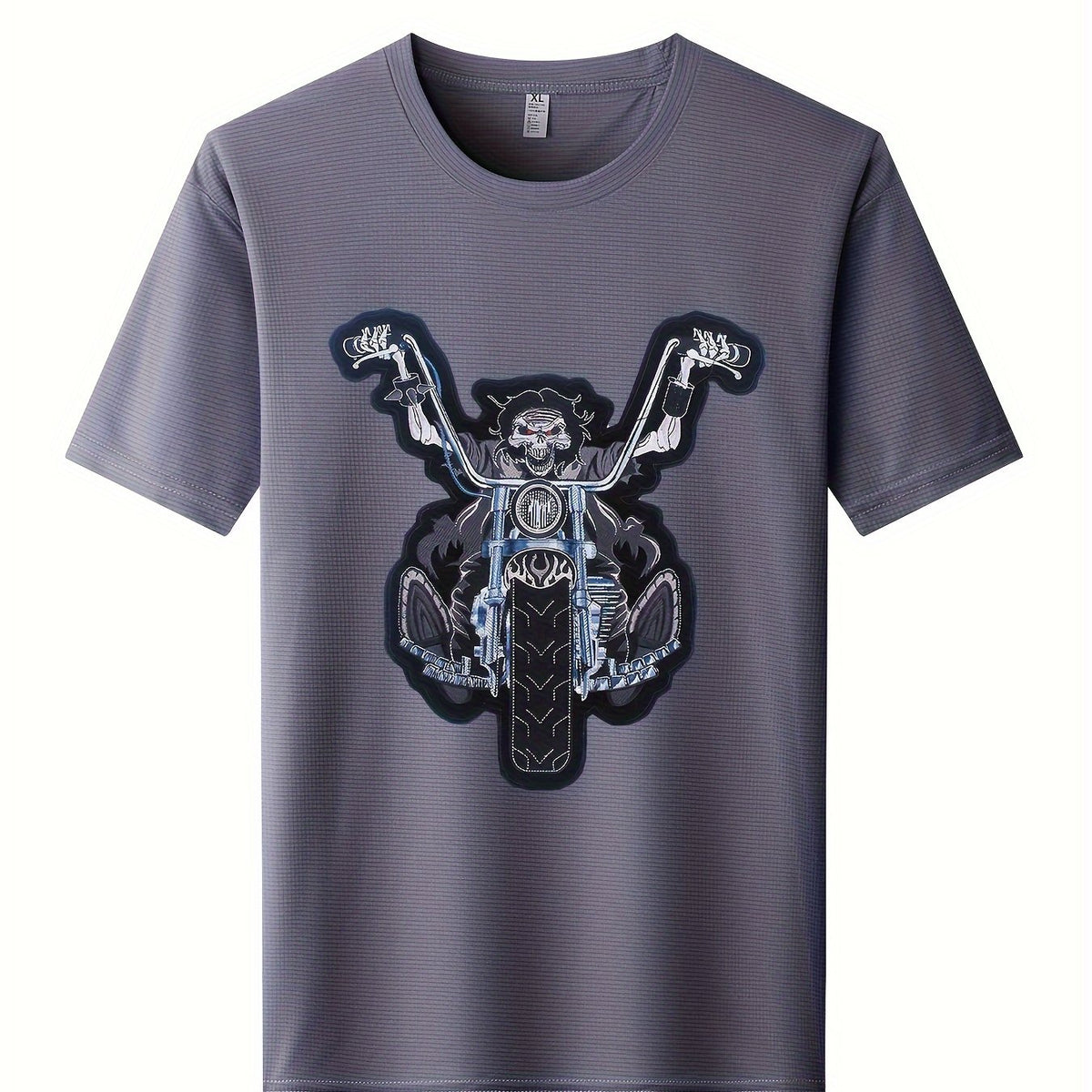 Skeleton Motorcycle Print Men's Quick Dry T-shirt