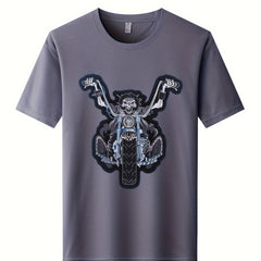 Skeleton Motorcycle Print Men's Quick Dry T-shirt