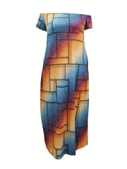 Women's Plus Ombre Denim Off Shoulder Maxi Dress