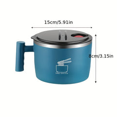 Stainless Steel Instant Noodle Cup With Lid Lunch Box Draining Bowl