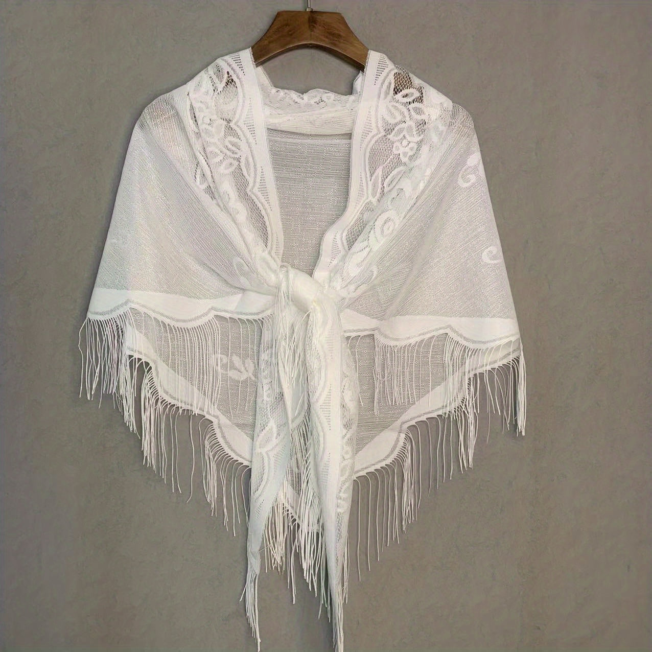 Classic Lace Veil Tassel Scarf Vintage Catholic Mantilla Head Covering