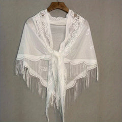 Classic Lace Veil Tassel Scarf Vintage Catholic Mantilla Head Covering