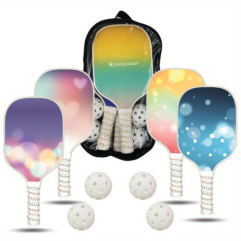 9pcs Pickleball Racket Set with 4 Rackets 4 Pickleballs 1 Handbag