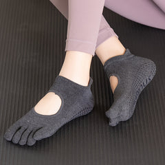 Non slip Grips Yoga Socks Five toe Split Socks Backless Breathable Sports Socks