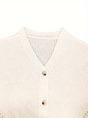  Solid Long Sleeve V Neck Sweater Cardigan