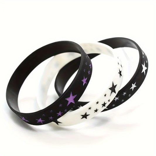3 Pcs Star Graphic Silicone Bracelet Unisex Sports Wristband
