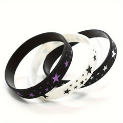 3 Pcs Star Graphic Silicone Bracelet Unisex Sports Wristband