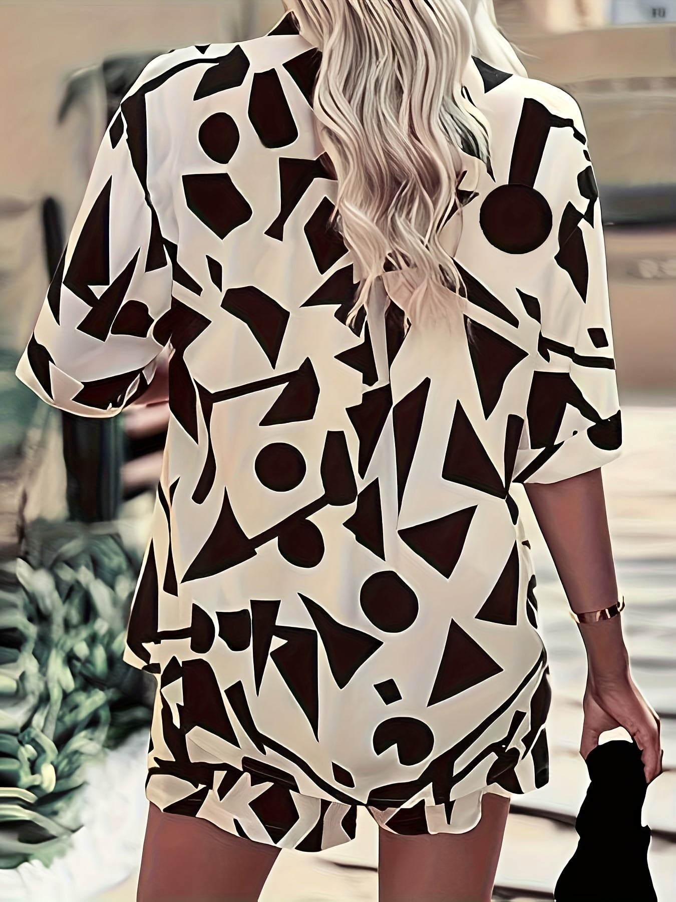 Abstract Print Two piece Set Top & Shorts