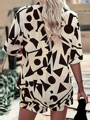 Abstract Print Two piece Set Top & Shorts