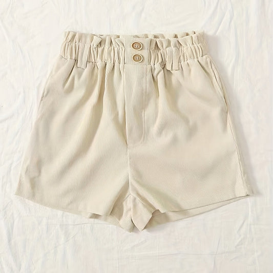 Solid Color Elastic Waist Shorts for Women