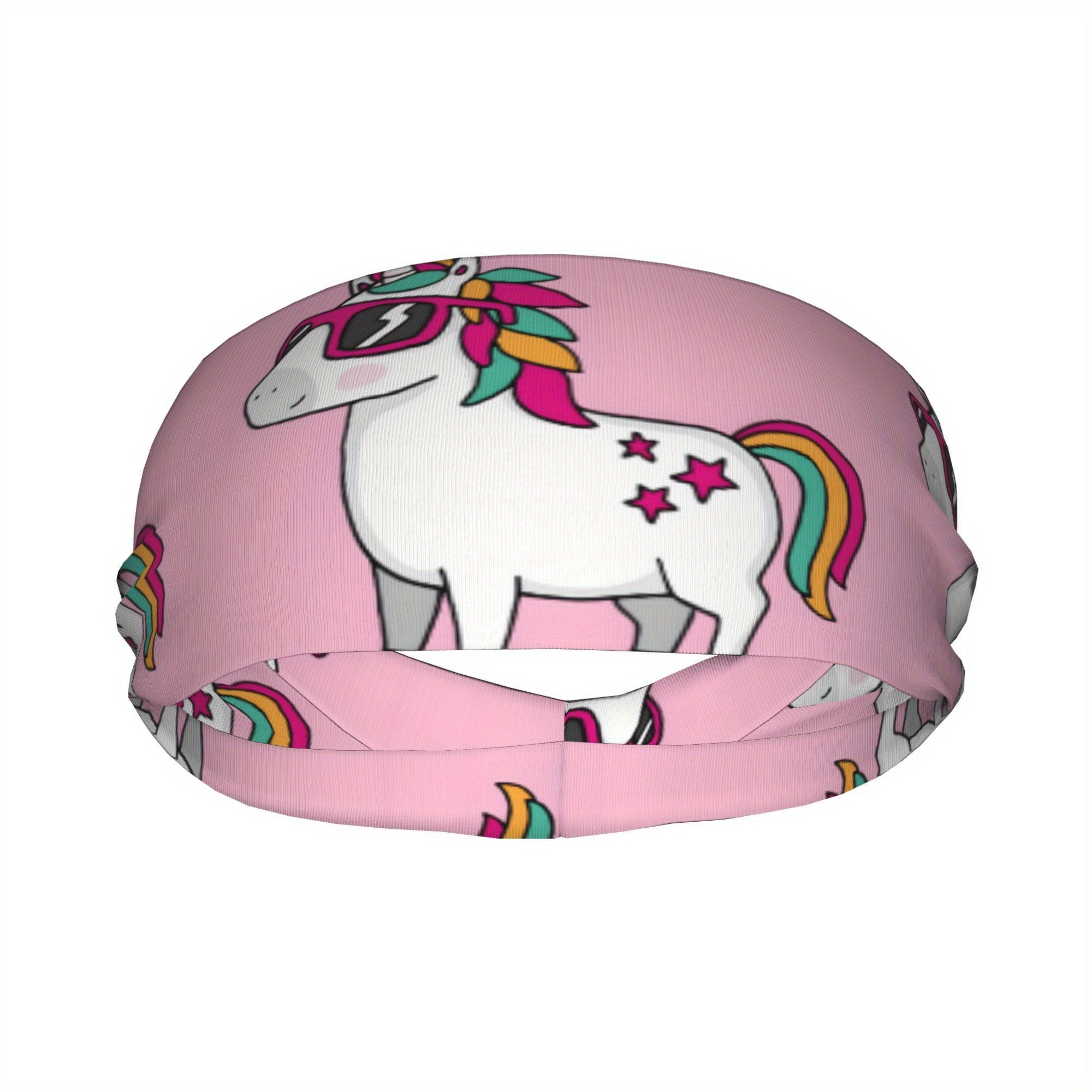 Unicorn Sports Headband Pink Rainbow Design