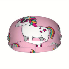 Unicorn Sports Headband Pink Rainbow Design