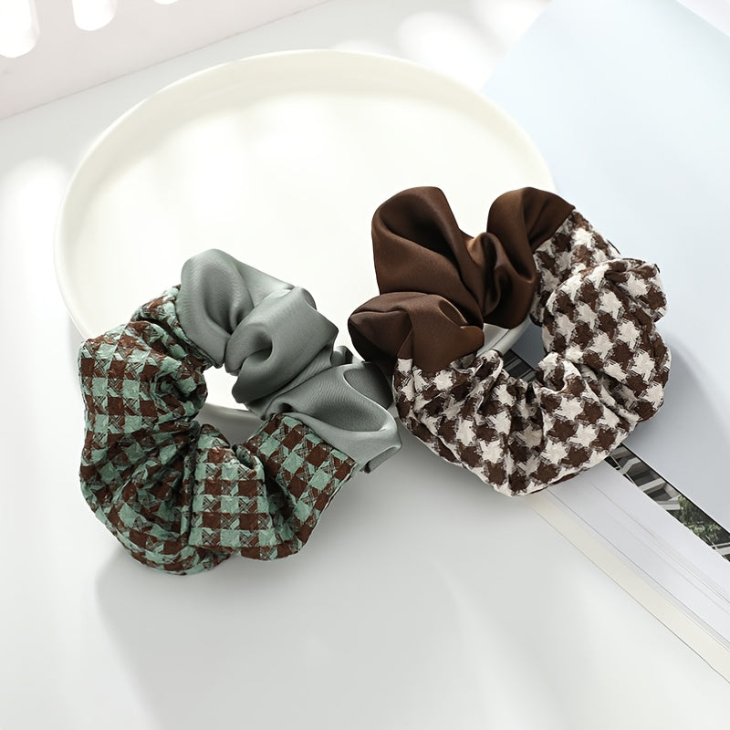 Plaid Print Scrunchies Hair Tie Style Hair Rope Elastic Ponytail Holder