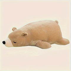 Cute Polar Bear Plush Toy Soft Polyester Sleeping Bear Gift for Family & Friends