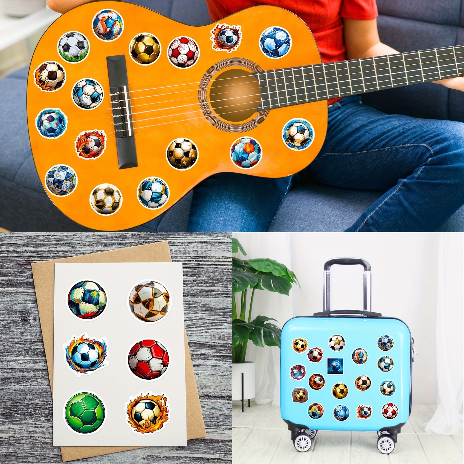 50pcs Football Graffiti Stickers for Desktop Stationery Bicycle