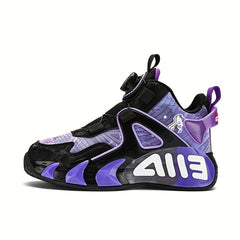Boy's Rotating Buckle Basketball Shoes Non Slip Sneakers