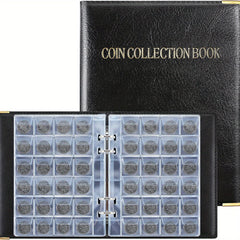 480 Grids Leather Binder Coin Collection Book Large Capacity Coin Storage