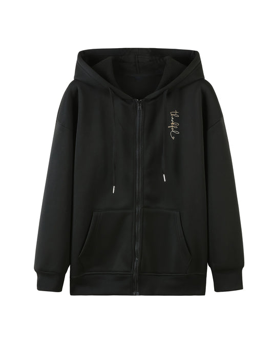 Casual Zip Up Pocket Hoodie Long Sleeve Drawstring Hoodies Sweatshirt