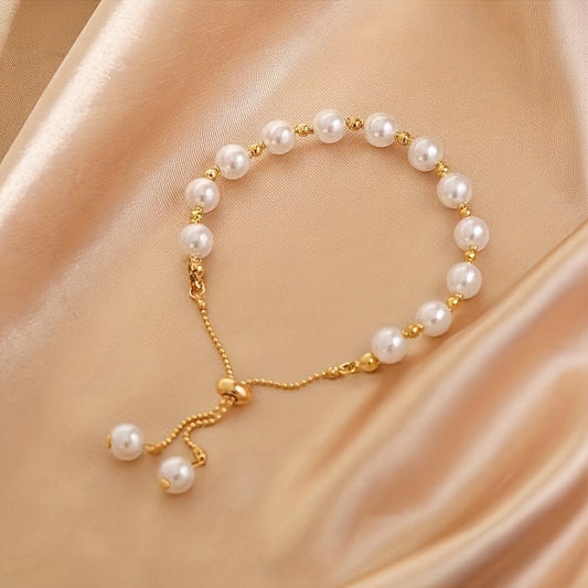 Faux Pearls Beaded Bracelet for Women - Hand Jewelry