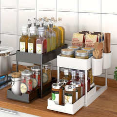 1pc Kitchen Multifunctional Shelf Pull out Seasoning Rack Cabinet Storage