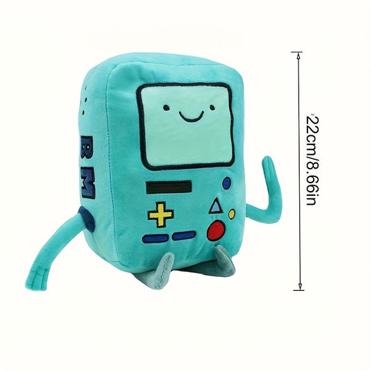 Retro Robot Plush Toy Green Polyester Doll with Buttons & Wires