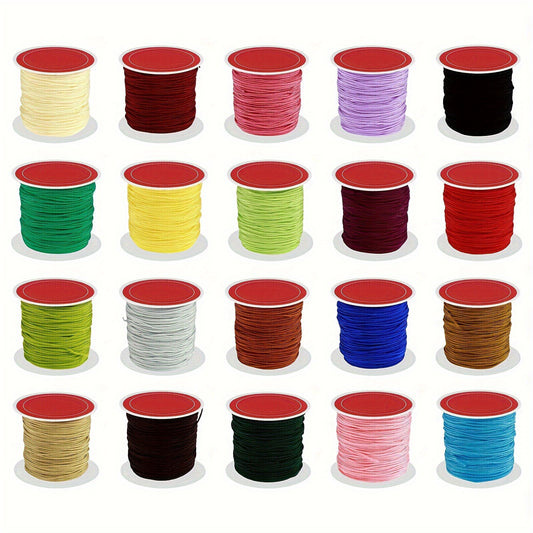 20 Rolls Wax String 0.8mm Bracelet Making 20 Colors Waterproof Anti Fade Cord