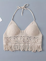 Tassels Crochet Halter Top for Vacation Beach