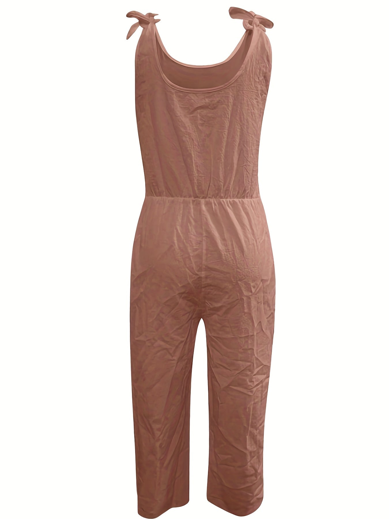 Solid Scoop Neck Jumpsuit Sleeveless Wide Leg