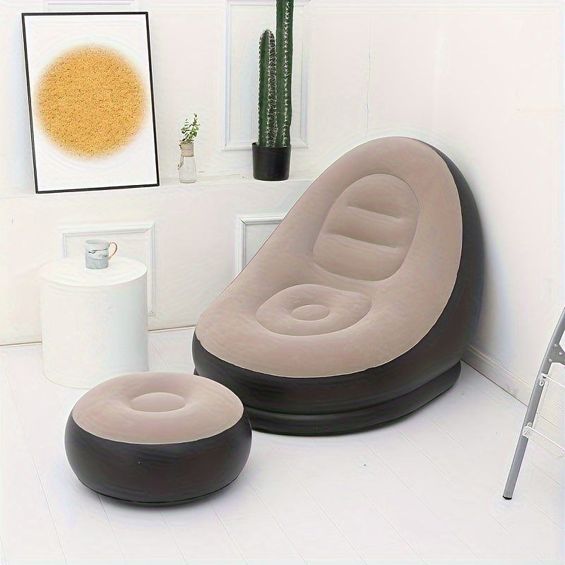 Inflatable Casual Sofa Chair & Footrest Outdoor Folding Recliner