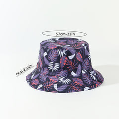 Leaf Cartoon Print Bucket Hat Graffiti Basin Hat Foldable Sunshade Cap