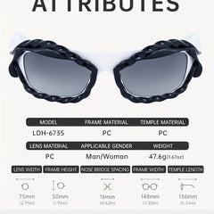 Y2K Block Sunglasses Wrap Around UV400 Sun Shades For Men Women