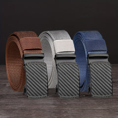 Men's Zinc Alloy Ratchet Belt Nylon Leather Belt