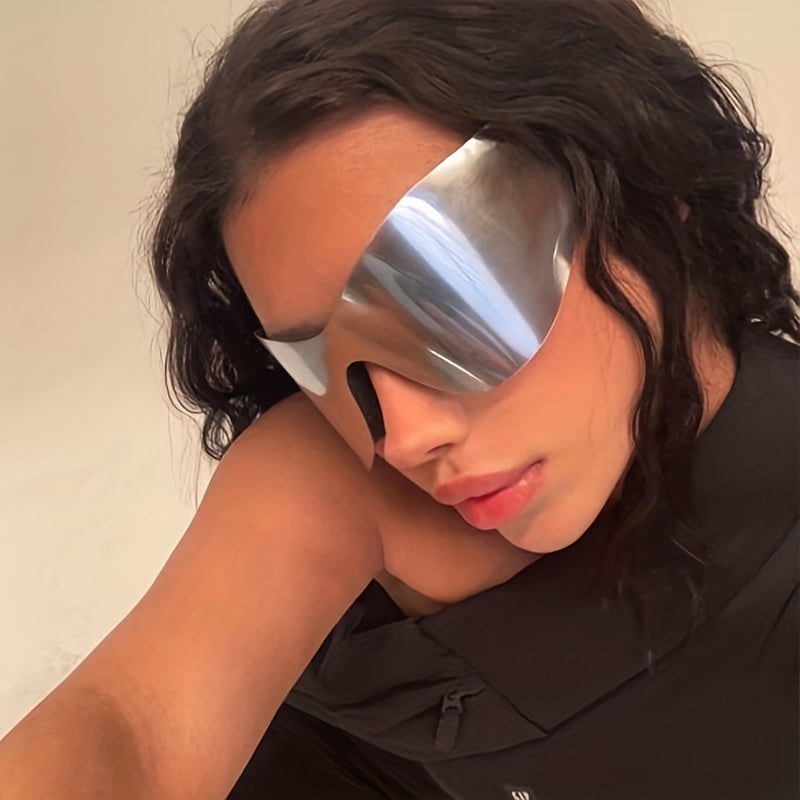Y2K Wrap Around Sunglasses Mirror Lens Glasses Futuristic Party Shades UV400