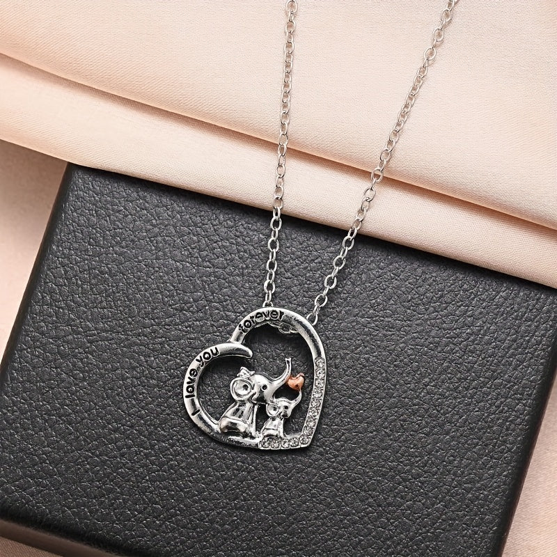 Heart Shaped Elephant Necklace Animal Lady Romantic Confession Gift