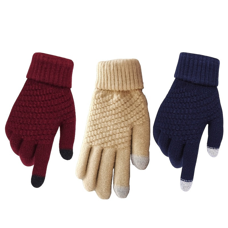 Winter Knit Gloves Touchscreen Anti Slip Soft Warm Mitten Mittens
