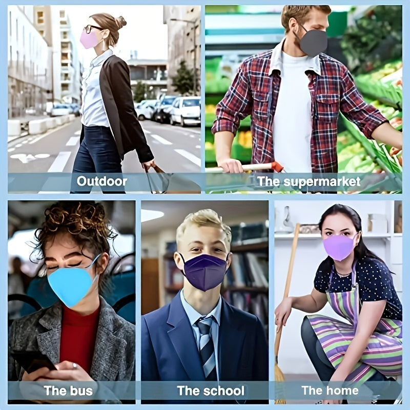 50pcs Multicolor 5-Layer KN95 Masks, 95% Efficiency, PM2.5 Protection
