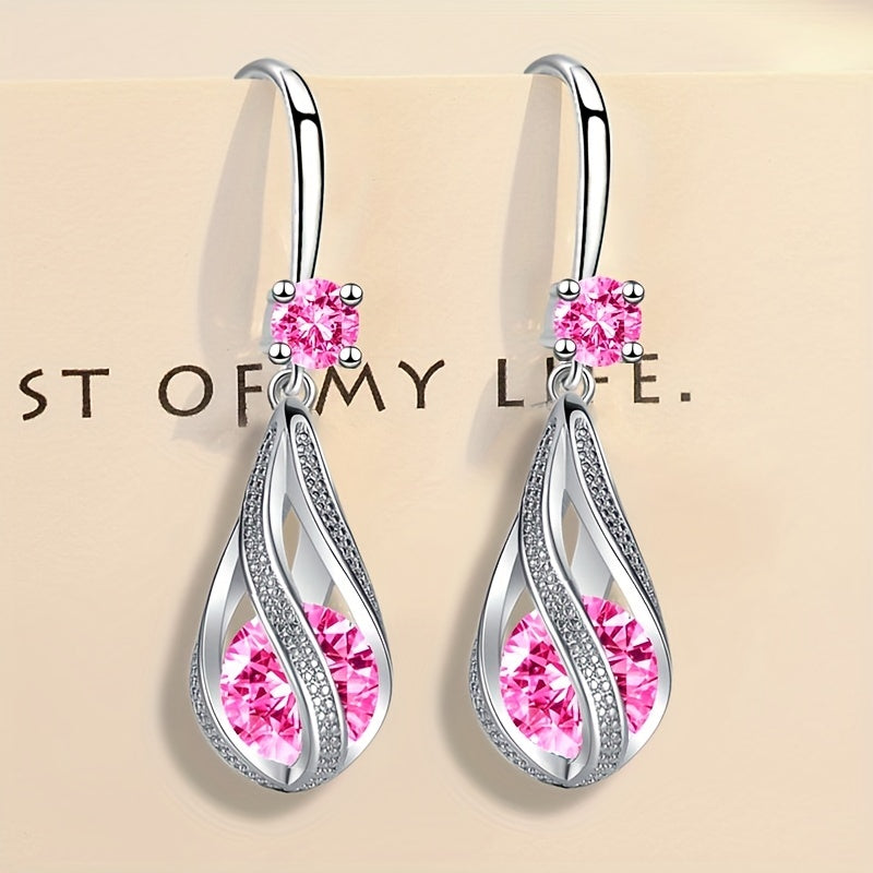Rotating Teardrop Shape Crystal Earrings for Women Girls