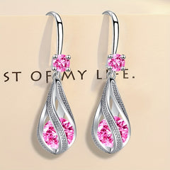 Rotating Teardrop Shape Crystal Earrings for Women Girls