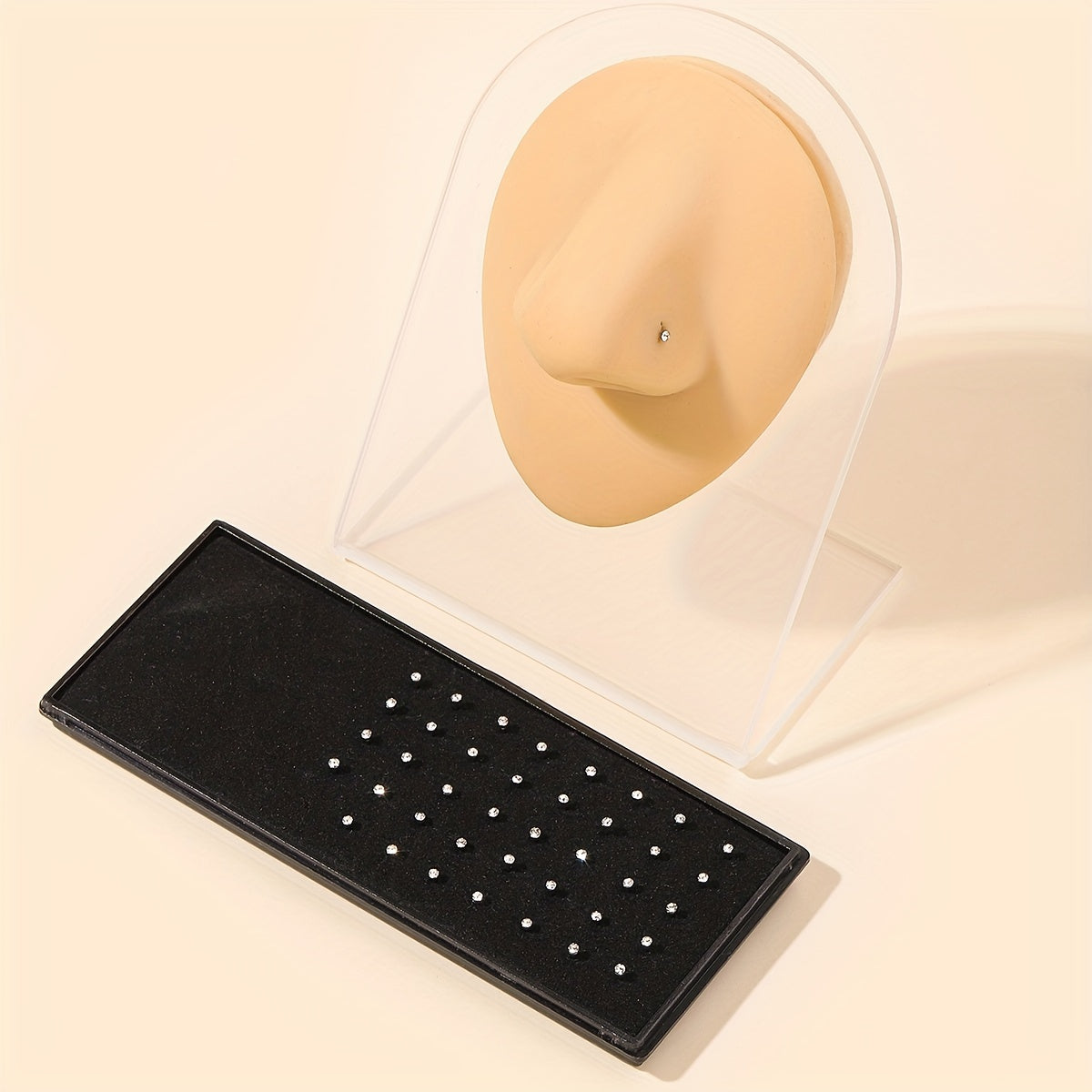 Zircon Inlay Stainless Steel Nose Stud Set