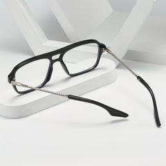 Men's Double Beam Hollow Frame Glasses Anti Light Flat Mirror