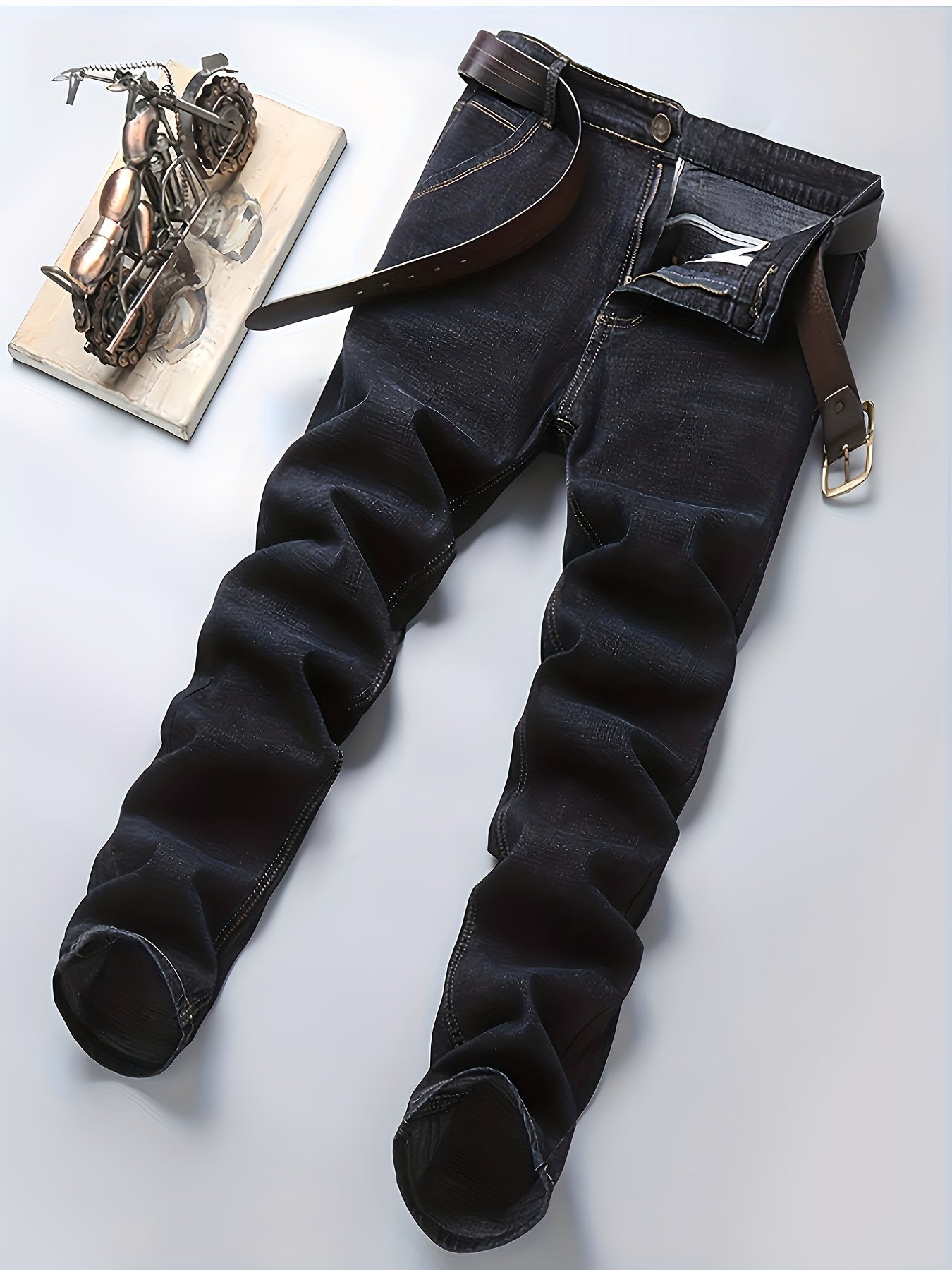 Men's Regular Straight Leg Jeans Semi-formal Stretch Denim Pants