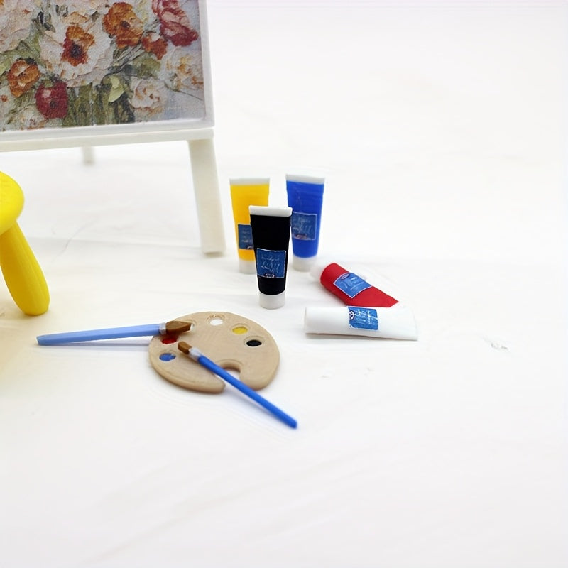 Dollhouse Playset with Paint Brushes Palette and Artists' Colors