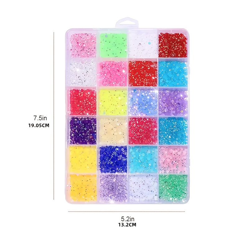 12000Pcs Nail Art Rhinestones Bulk Kit 24 Colors 3mm Iridescent Gems