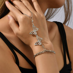 Butterfly Hand Chain Bracelet Beach Jewelry Finger Ring Bracelet