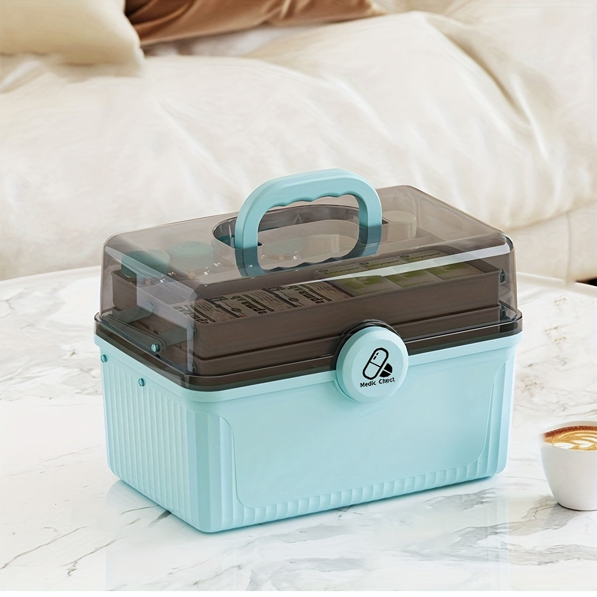 Large Plastic Storage Case w/ 3-layer Tray & Tool Suit